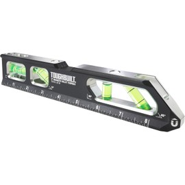 ToughBuilt – 9" Magnetic Billet Torpedo Level, Precision Machined Aluminum Level with Rare Earth Magnets, V-Groove Base, Laser-Etched Markings, Shockproof End Caps Professional Accuracy (TB-H2-L-9T-M)