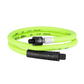 Flexzilla Swivel Whip Air Hose, 3/8 in. x 4 ft. (1/4" MNPT Ball Swivel x 1/4" FNPT Ends), Heavy Duty, Lightweight, Hybrid, ZillaGreen - HFZ3804YW2B