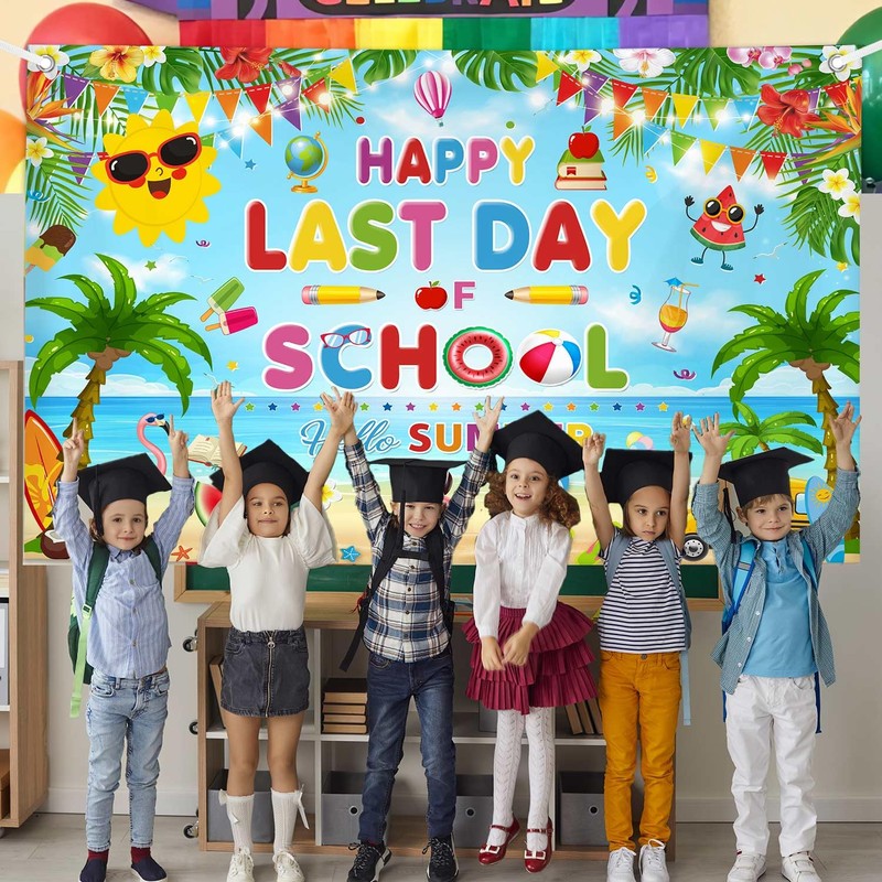 AIBIIN Happy Last Day of School Summer Graduation Backdrop End
