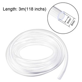 sourcing map PVC Hose Tube, 6mm(0.23") ID x 8mm(0.31") OD 3 Meter 9.8ft Clear Vinyl Tubing, Plastic Flexible Water Pipe