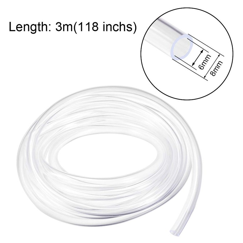 sourcing map PVC Hose Tube, 6mm(0.23") ID x 8mm(0.31") OD