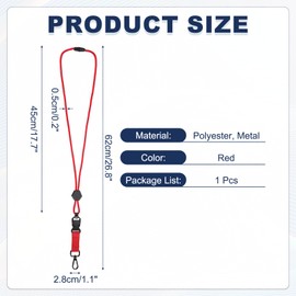 [PATIKIL] Durable Neck Strap with Safety Adjustable Buckle Metal Clip Detachable Hexagon Cord Card Key Holder, red