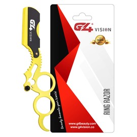 G4 Vision Universal Replaceable Half Blade Straight Razor with 100 blades, Professional Double Ring Barber Single Edge Shave Razor (Lime Yellow)