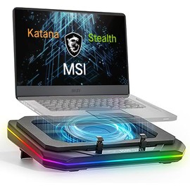 Cooling Pad for Msi Katana 15 A15 17 A17 GF76 GF66 Stealth 18 17 16 15M 14 GS66 GS76 GS77 Gaming Laptop, Cooler with Powerful Turbo Fan Can Fast Cooling CPU+GPU 40°C,6 RGB Light Mode,Touch Start ﻿