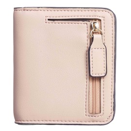 Gostwo Small Wallet for Women, Bifold Card Holder Rfid Wallet Women Genuine Leather with ID Window(Pink Champagne)