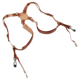 Kodrily Camera Strap, Leather Dual Camera Harness, Camera Shoulder Strap for 2 Cameras, Adjustable Double Camera Harness Accessories for Photographers (X Type, Brown)