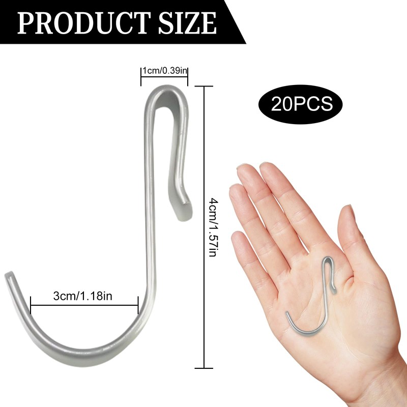 DabbOo Pack of 20 S Hooks Flat Stainless Steel Shaped