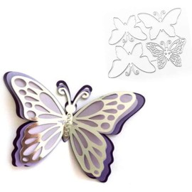 4 Butterfly Die Cuts for Card Making, 3D Layered Butterfly Cutting Dies Cut, Strip Frame Cutting Dies, 3D Butterfly Making Embossing Paper Making Templated, DIY Butterfly Cut Stencils