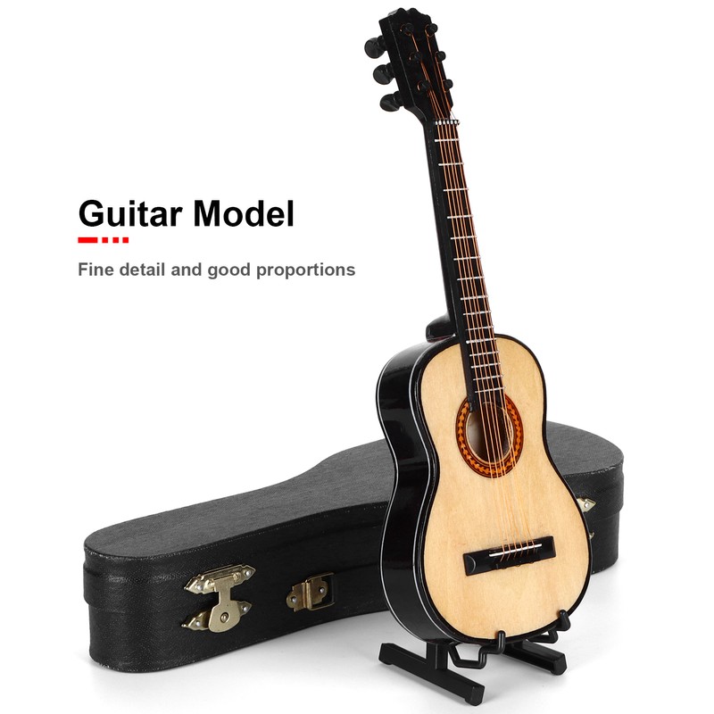 Miniature Wooden Classical Guitar Model with Stand Musical Instrument Ornaments