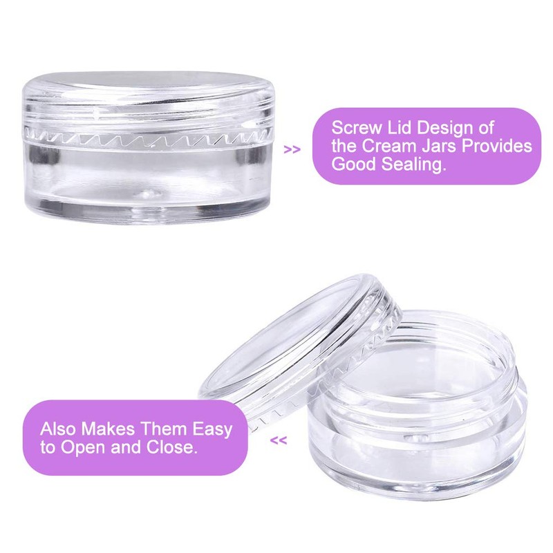 Pack of 50 Empty Cream Jars 5 ml Transparent Travel