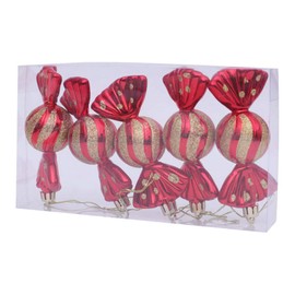 TOYANDONA Pack of 5 Christmas Tree Pendants Candy Shape Christmas Baubles Ornaments Glitter Christmas Tree Baubles for Christmas Tree Decorations Christmas Decoration Christmas Tree Pendant Red
