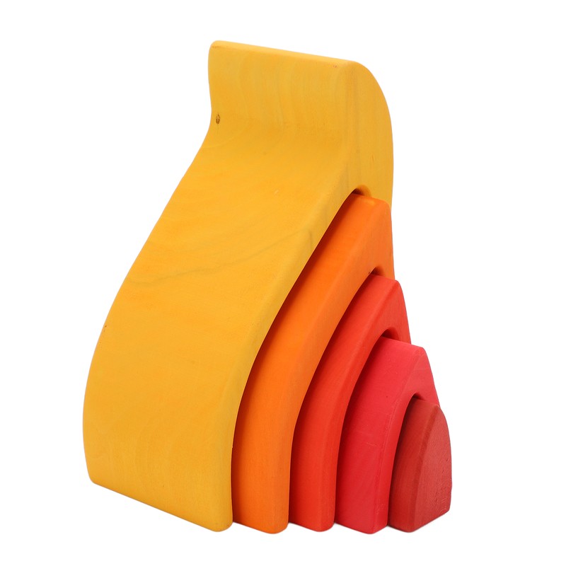 5pcs Fire Flame Element Stacking Toys Wooden Stacker Nesting Building
