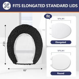 Baahrnom Luxury Soft Microfiber Toilet Lid Cover Machine Washable Solid Toilet Seat Cover 17.5" x 15" Adjustable Rubber Backing Fits Most 16-17.5" L x 14-16" W Round Oblong and Elongated Toilet Seat