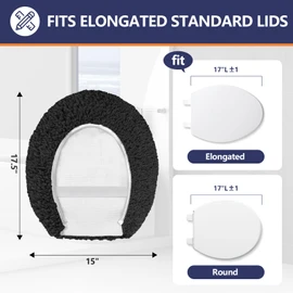 Baahrnom Luxury Soft Microfiber Toilet Lid Cover Machine Washable Solid Toilet Seat Cover 17.5" x 15" Adjustable Rubber Backing Fits Most 16-17.5" L x 14-16" W Round Oblong and Elongated Toilet Seat