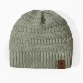 American Trends Baby Beanie Toddler Winter Hat Kint Warm Cap for Kids Double Layer Hats Infant Girls Boys 1-5 Years Light Grey M