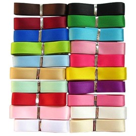 Chenkou Craft - Cinta de poliéster satinado sólido de 5/8 pulgadas (15 mm) de 20 yardas, 20 colores surtidos a granel (5/8 pulgadas, mezcla)