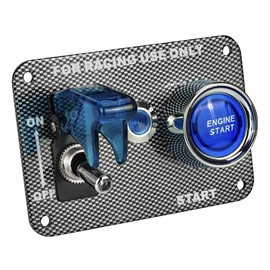 DC12V Racing Car Ignition Switch Panel Swing Switch + Engine Start Push Button Switch (Blue)