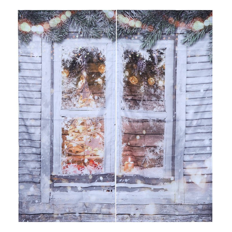 Waterproof Christmas Curtain Window Decorations Christmas Ornaments Home Living Room