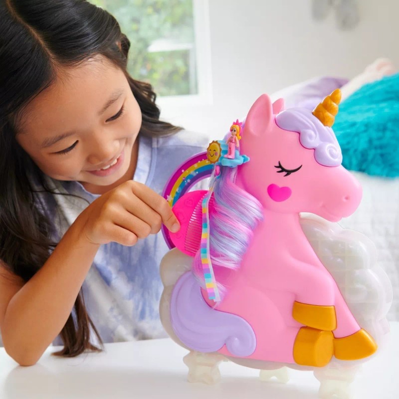 Polly Pocket Set De Juego Unicornio Con Salón Arcoíris