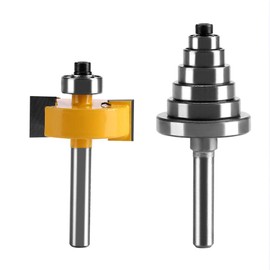 MAGT Router Bit Set, 1/2 Inch H - 1/4 Inch Shank Rabbet Router Cutter Set with 7 Bearings, Alloy Folding Cutter Woodworking Tool for Solid Wood Plywood