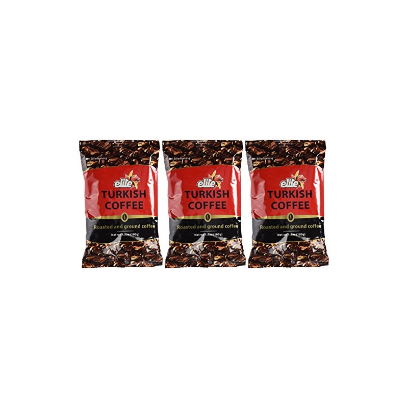 Elite Turkish Coffee Roasted and Ground 3.5 Ounce (3 Pack)