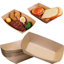 Finger Food Boats 50 Pieces Kraft Cardboard Bowls, Chip Bowls, Degradable, Paper Plates, Snack Bowls, Finger Food Bowl for Finger Food, Nibbles, Sushi, Nibbles, Birthday, Wedding, Easter Party