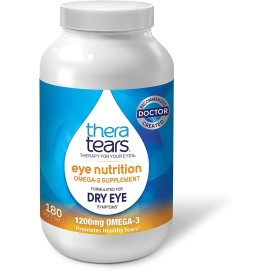 TheraTears 1200mg Omega 3 Supplement Eye Nutrition Organic Flaxseed 180 SOFT GEL
