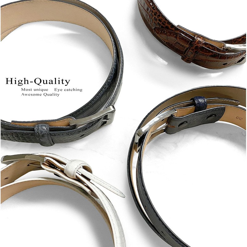 Grove Genuine Italian Leather Dress Belt-Alligator Black-40-Black