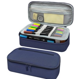 CNMTCCO Pencil case, 5 compartments, large supply, pencil case, large size, pencil case, teenager's pencil case, unisex, Blue, Large pencil case