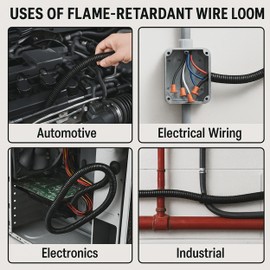 Electriduct 2" Flame Retardant Wire Loom Polypropylene Split Tubing Corrugated Conduit (48mm ID) - 10 Feet - Black