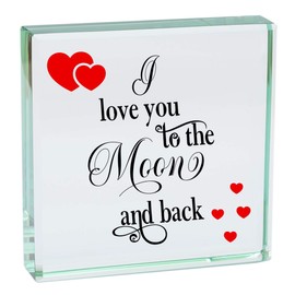 I LOVE YOU TO THE MOON AND BACK Glass Ornament Birthday Wedding Anniversary Valentines Day Romantic Keepsake Idea Gifts Presents for him her My Wife Husband Boyfriend Girlfriend