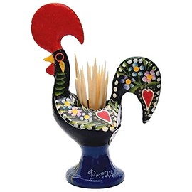 Galos 4 Inch Good Luck Traditional Portuguese Rooster Toothpick Holder Black 4 Inch Tall