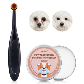 Tear Stain Remover Balm for Dogs & Cats with Pro Powder Brush – Natural Safe Gently Removes Eye Gunk & Stains – Great for White Dogs, Daily Eye Cleaning – Works Better with Pet Eye Wipes,1 oz