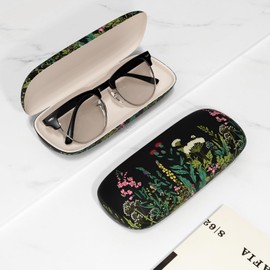 ZAXMEY Eyeglasses Case, Portable Hard Shell Protective Case For Glasses, Eyeglass Holder Box for Women and Men with Cleaning Cloth, Wild Flower