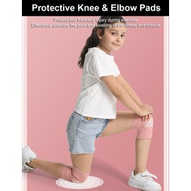 Elbow And Knee Sleeves Kids, Toddler Knee Braces Elbow Braces Volleyball, Tennis Elbow Compression Sleeve, Kids Knee Brace Elbow Brace for Volleyball Basketball Baseball Football Cycling (Pink, Large)