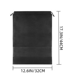 Syyflibb 10-Pack Black Non-Woven Shoe Bags, 12.6"x17.3" Breathable Reusable Dustproof Storage Organizers for Travel, Closet, Boots & Seasonal Shoe Protection