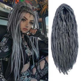 22 Inch Wool Dreadlocks Extensions Grey Hippie Locs Crochet Hair for Women 10 Strands Handmade Soft locs crochet locs Synthetic thin 0.6cm Double Ended Dreads Extensions