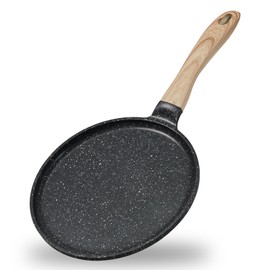 JEETEE Crepe Pan Nonstick, 11 inch Comales Para Tortillas Griddle Pan for Stove Top, Granite Coating Flat Pancake Pan Dosa Tawa, PFOA FREE and Induction Compatible (Grey)