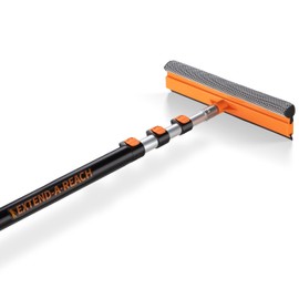 4-12 ft Window Washer Squeegee Kit with Extension Pole (20+ Foot Reach) // Long Handle Squeegee for Window Cleaning & Car Cleaning Multi-Use//Telescopic Professional Window Cleaning Squeegee for Home