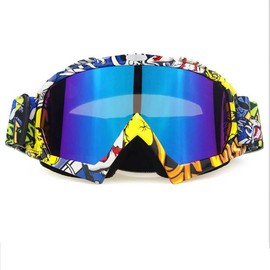 First Choose Motocross Motorcycle Goggles ATV Dirt Bike Off Road Racing MX Riding Goggle Anti-Scratch Dustproof Bendable UV400 Eyewear Padded Soft Thick Foam Glasses (White-Yellow-Blue Multicolor)