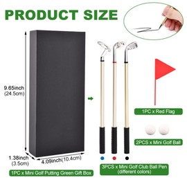 Golf Pen Set & Mini Desktop Golf Putting Green,Flag,3 Golf Club Pens & 2 Balls,Funny Golfers Unique Stocking Stuffers,for Men Dad Husband Boyfriend Golfers Gifts