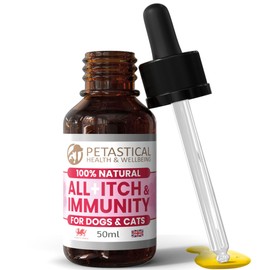 Petastical Itch and Immunity, Natural Liquid Supplement Drops for Dogs Cats, Skin, Eyes, Ears, Paws, Licking, No Nasties, Made in UK (50ml)