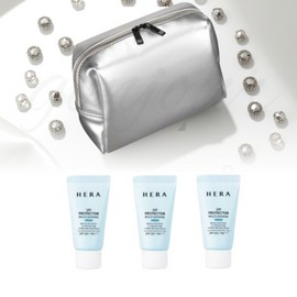 Hera Silver Square Pouch + Hera UV Protector Multi-Defense Fresh 45ml (3 pieces of 15ml) Set / 헤라 실버스퀘어 파우치+헤라 유브이 프로텍터 멀티 디펜스 프레쉬 45ml (15ml 3개) 세트