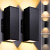 DAKAFUL Dimmable Wall Lights Outdoor 2 Packs, Integrated LED Square