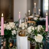 Eywamage Short Pink Flameless Taper Candles with Remote, Flickering Battery