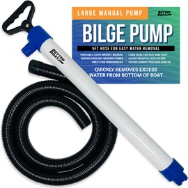 Manual Bilge Pump Large for Boats with 5ft Hose, Hand Water Pump for Kayak Canoe and Dinghy, Portable Handheld Siphon Bailer, 25 GPM Suction, Marine Grade - Better Boat
