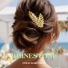 EVILD Gold Rhinestone Hair Accessories Bridal Headpiece Leaf Wedding Hair