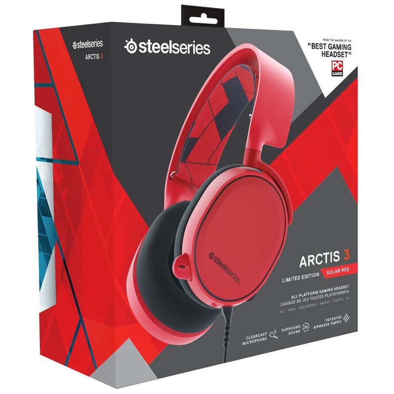 SteelSeries Arctis Over Ear Gaming Headset, red