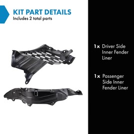 TRQ TRQ Inner Fender Liner Set Compatible with 1999-2000 Mazda Miata MA1249122 MA1250111