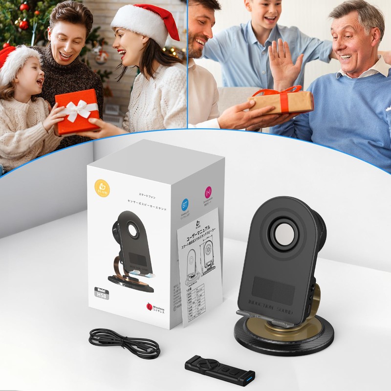Cell Phone Stand with Instant Wireless Induction Bluetooth Speaker(Video Control/Camera
